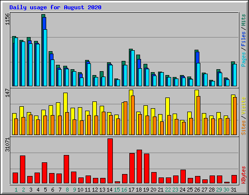 Daily usage for August 2020