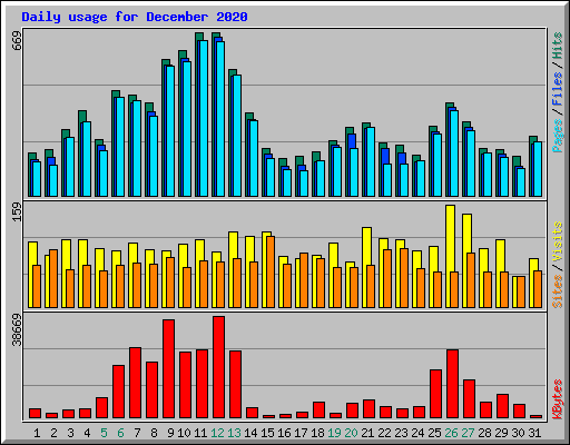 Daily usage for December 2020