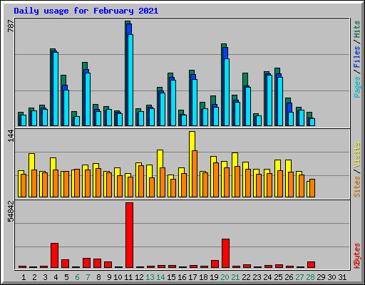 Daily usage for February 2021