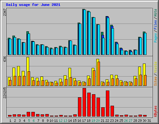 Daily usage for June 2021