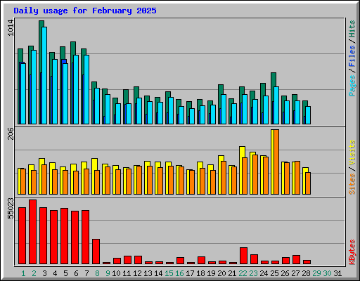 Daily usage for February 2025