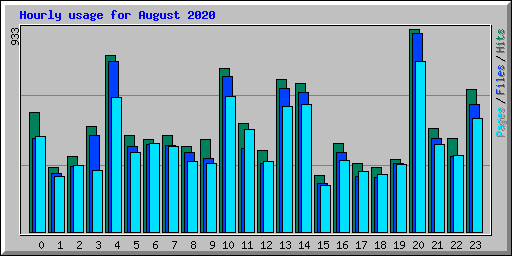 Hourly usage for August 2020