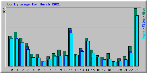 Hourly usage for March 2021